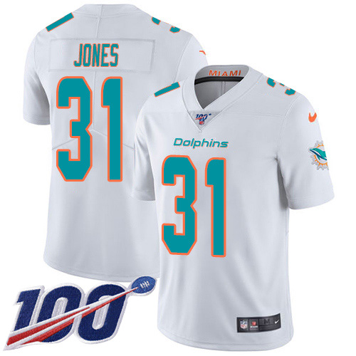 Miami Dolphins #31 Byron Jones White Men Stitched NFL 100th Season Vapor Untouchable Limited Jersey